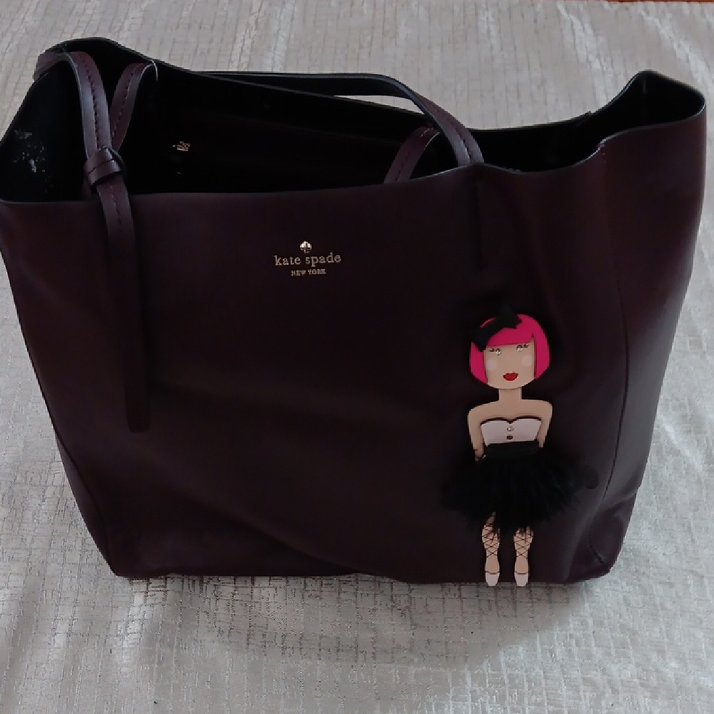 KATE SPADE NEW YORK "ON POINTE BALLERINA" LEATHER HALLIE TOTE EUC